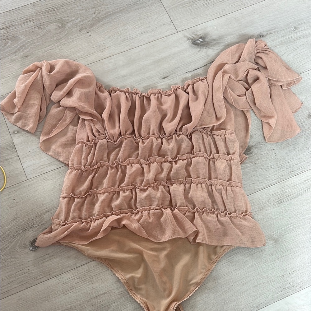 Free People Pink Ruched Bodysuit